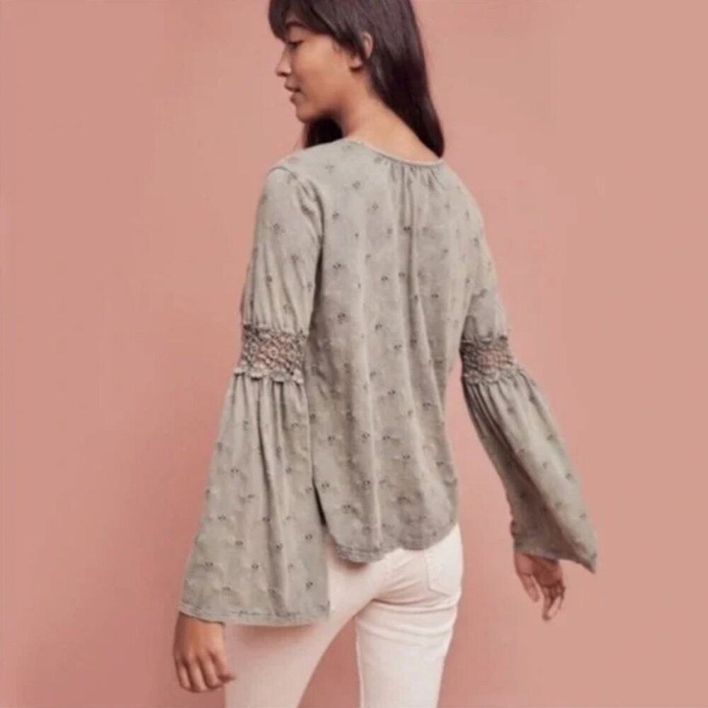 Anthropologie Eri + Ali Calvie Bell Sleeve Eyelet Top